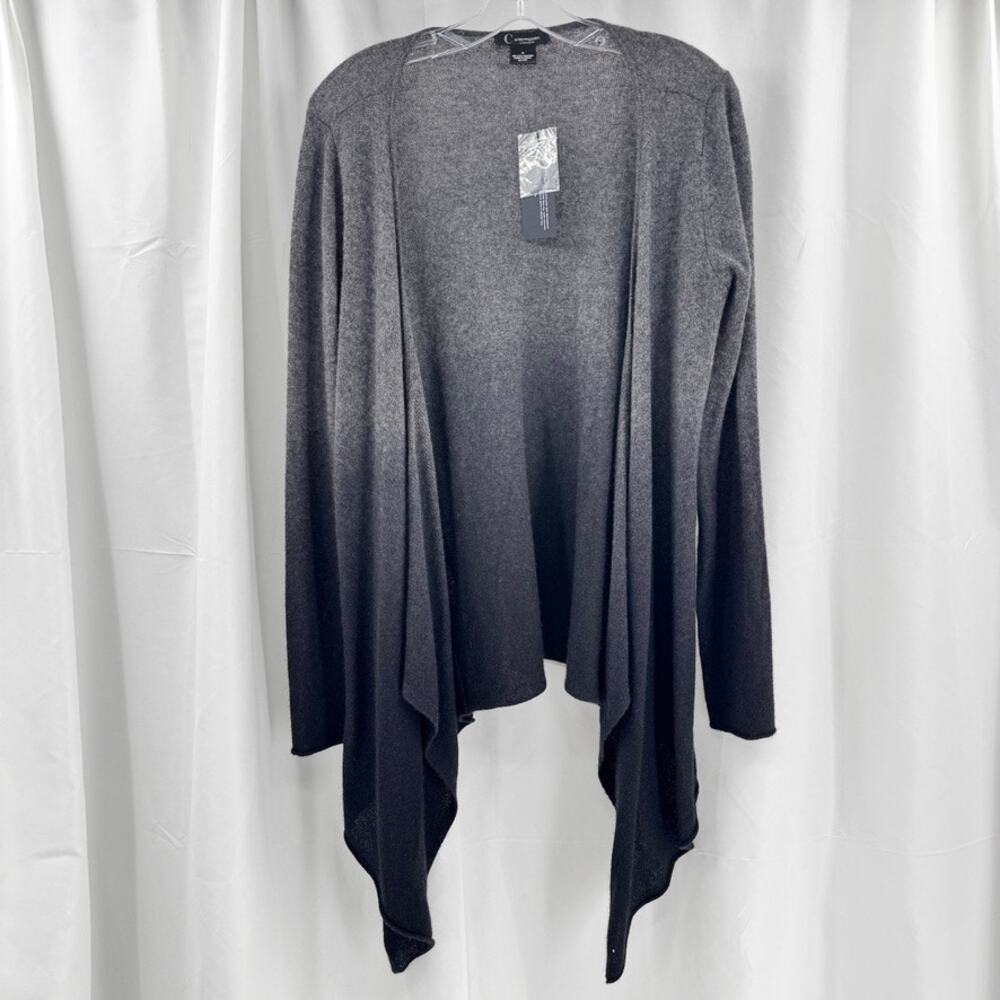 C by Bloomingdales Cashmere Gray Waterfall Cardigan Sz M